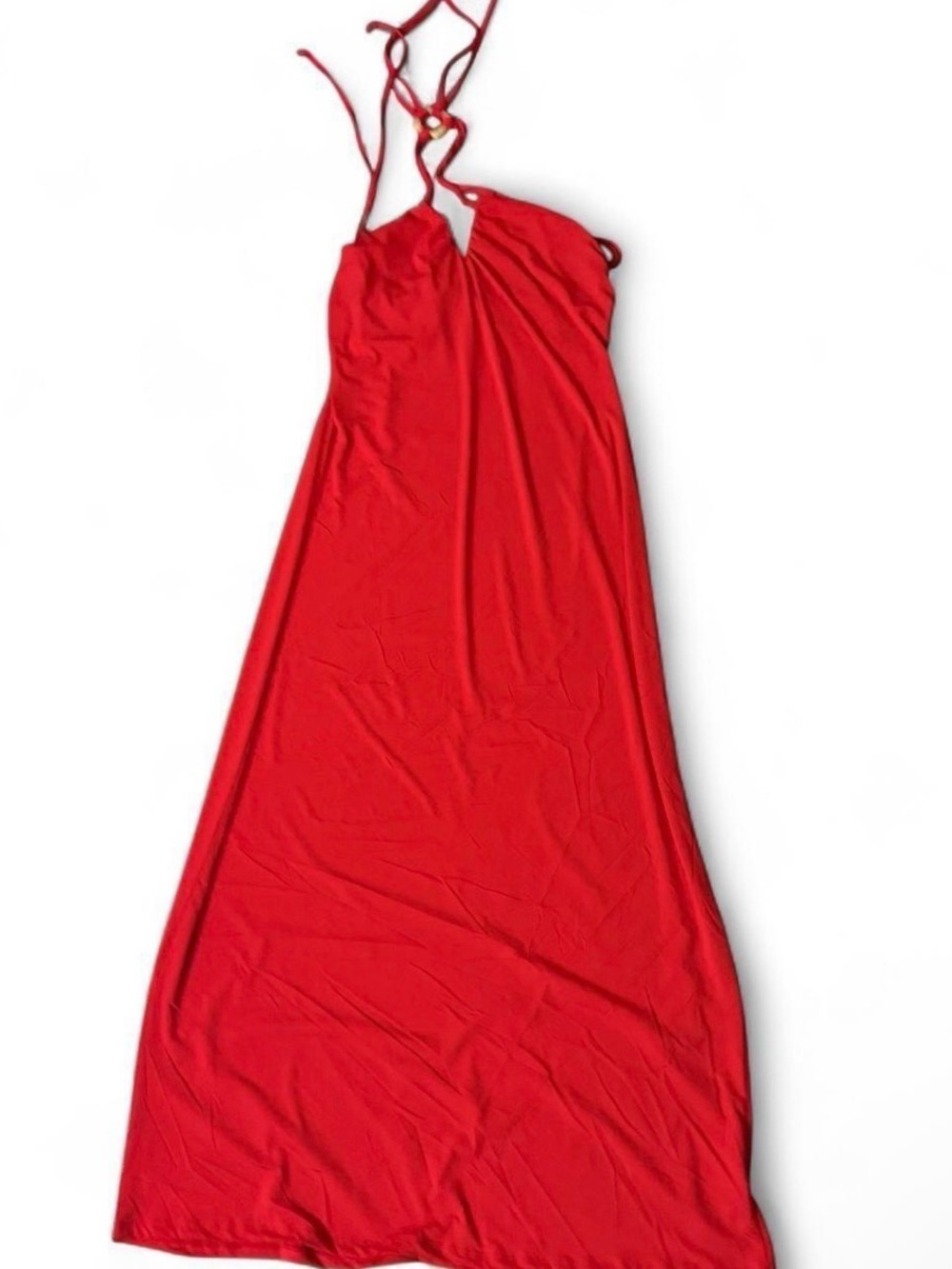 Fusionista Red Satin Halter Maxi Dress 1X